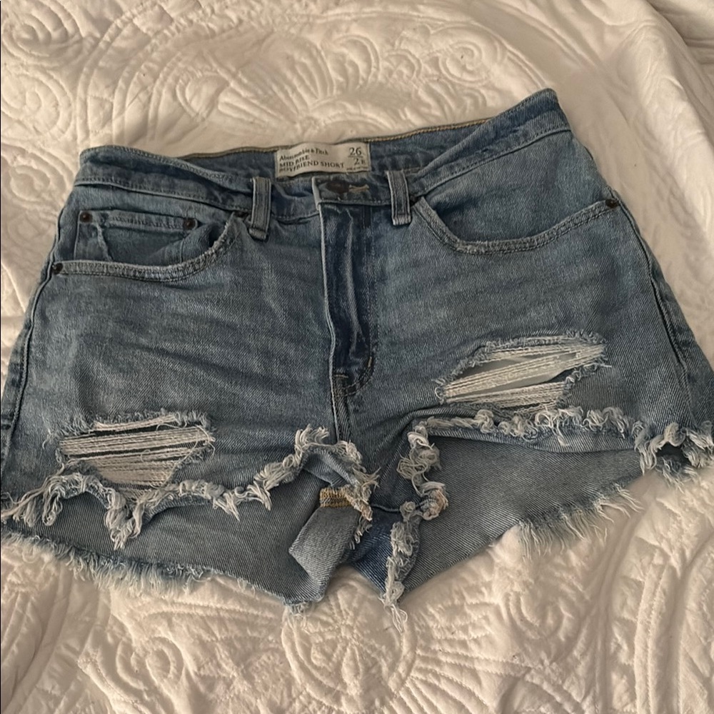 Abercrombie & Fitch Blue Jean Shorts Distressed Casual